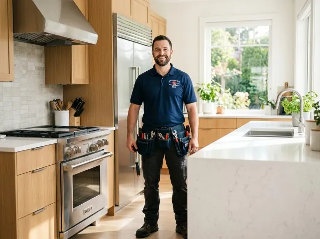 Appliance Repair Hero technician in a Bensalem, PA kitchen after an appliance repair